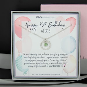 15. Geburtstagsgeschenk Kette, Geburtstagsgeschenk für Teenager, Geschenk für Sie Anhänger, Quinceañera, Geschenk zum 15. Geburtstag, STERLING SILBER