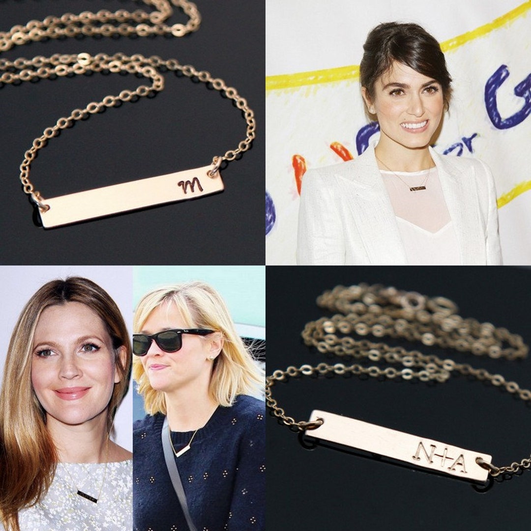 Celebrity BAR Necklace, Gold Bar Necklace, Nikki Reed - Reese ...