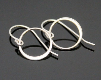 CIRCLE Earrings - STERLING SILVER, Eternity Circle Earrings, Simple Hoop Silver Earrings.