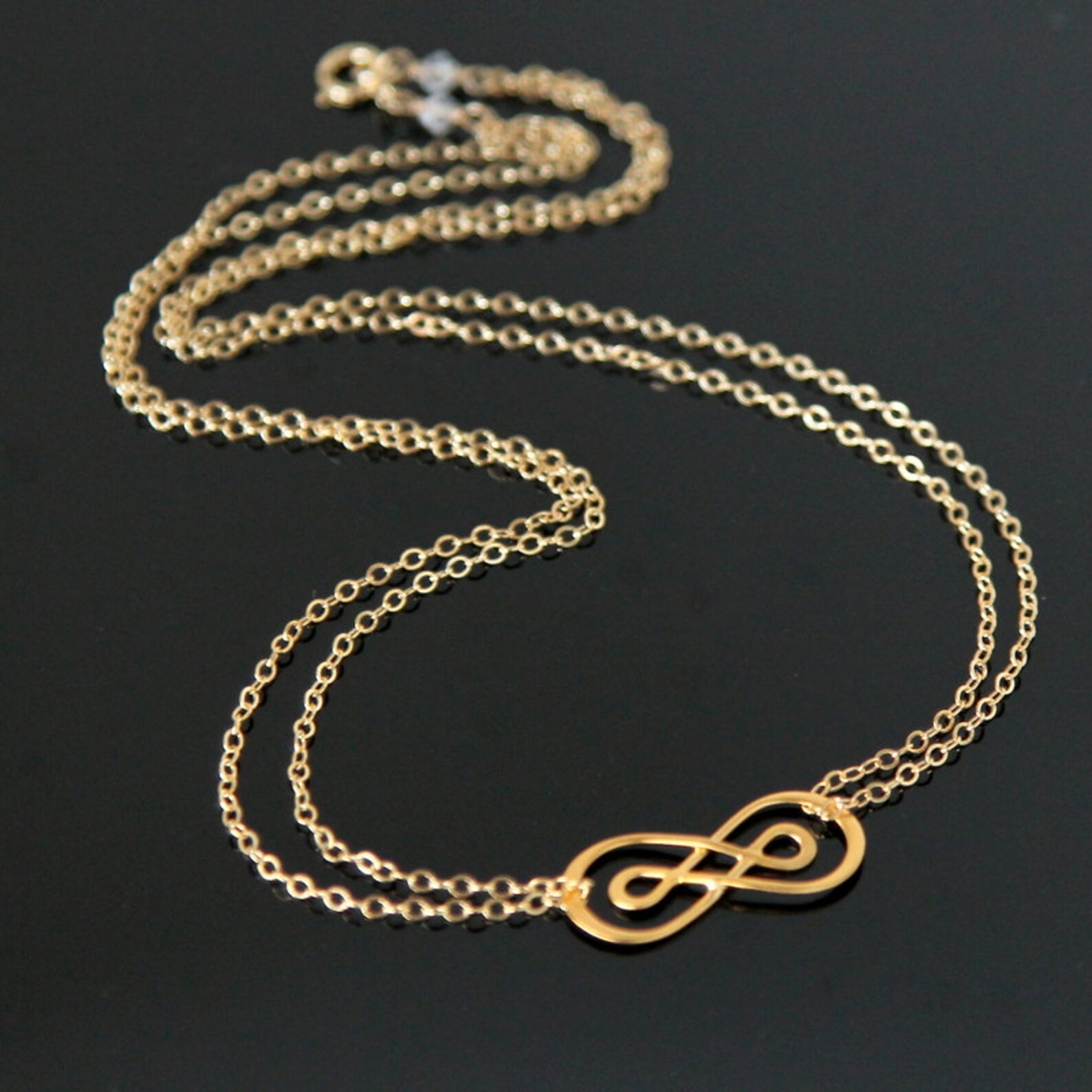 Double INFINITY Necklace Gold Infinity Necklace Love Etsy