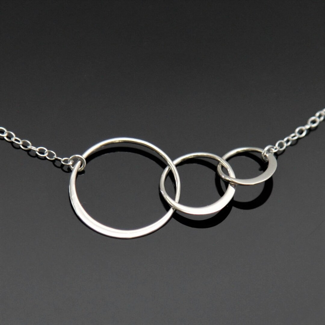 THREE Circle Necklace Sterling Silver, ETERNITY Circle Necklace
