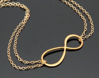 Gold INFINITY Necklace, LARGE Infinity Necklace, Gold Filled and Vermeil,.