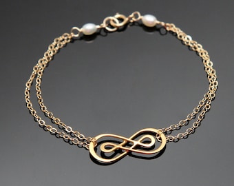 Double INFINITY Bracelet - Vermeil and Gold Filled, Love Friendship Gold Bracelet.