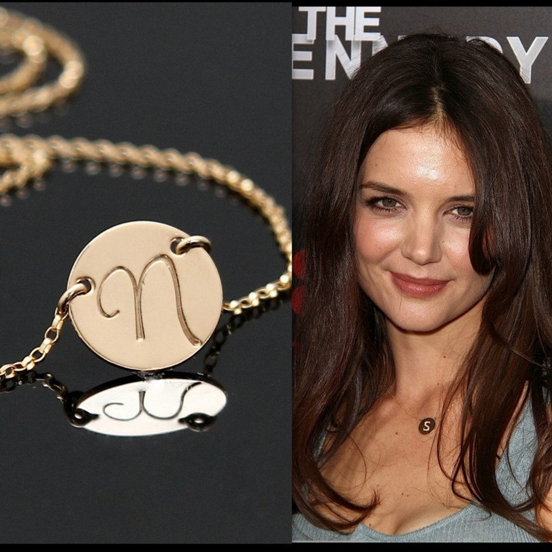 Gold INITIAL Necklace Initial Disc Necklace Celebrity Initial gold-initial-necklace-initial-disc-necklace-celebrity-initial