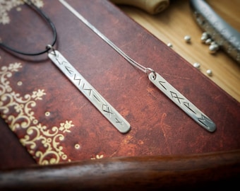 Custom Sterling Silver Rune Drop Bar Necklace
