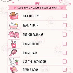 Checklist voor het slapengaan | Printbaar schema voor de routine van kinderen | Avondprogramma | Direct te downloaden als PDF