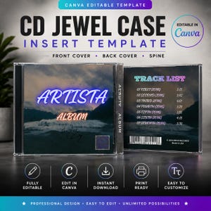 Puede incluir: Una plantilla de carátula para caja de CD que incluye una portada con el texto ARTISTA ALBUM sobre un paisaje oceánico oscuro, un lomo etiquetado como ALBUM y una contraportada con TRACK LIST, código de barras y 2024 NEON RECORDS MADE IN USA.