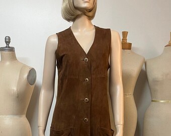 Soft Vintage 1997 J Peterman Goat Suede Button Front Jumper Dress Size 6 Bust 34-36 495.00 value