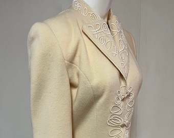 Smashing Vintage J Peterman 1997 Shall We Dance Tyrolean Scroll Embroidery Wool Melton Jacket Size 2 Bust 34