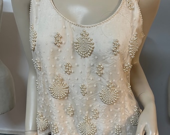 Sleek Vintage NWOT J Peterman Silk Crepe Evening Skirt w/ Pearl Beaded Top Size 8/10 439.00 Value