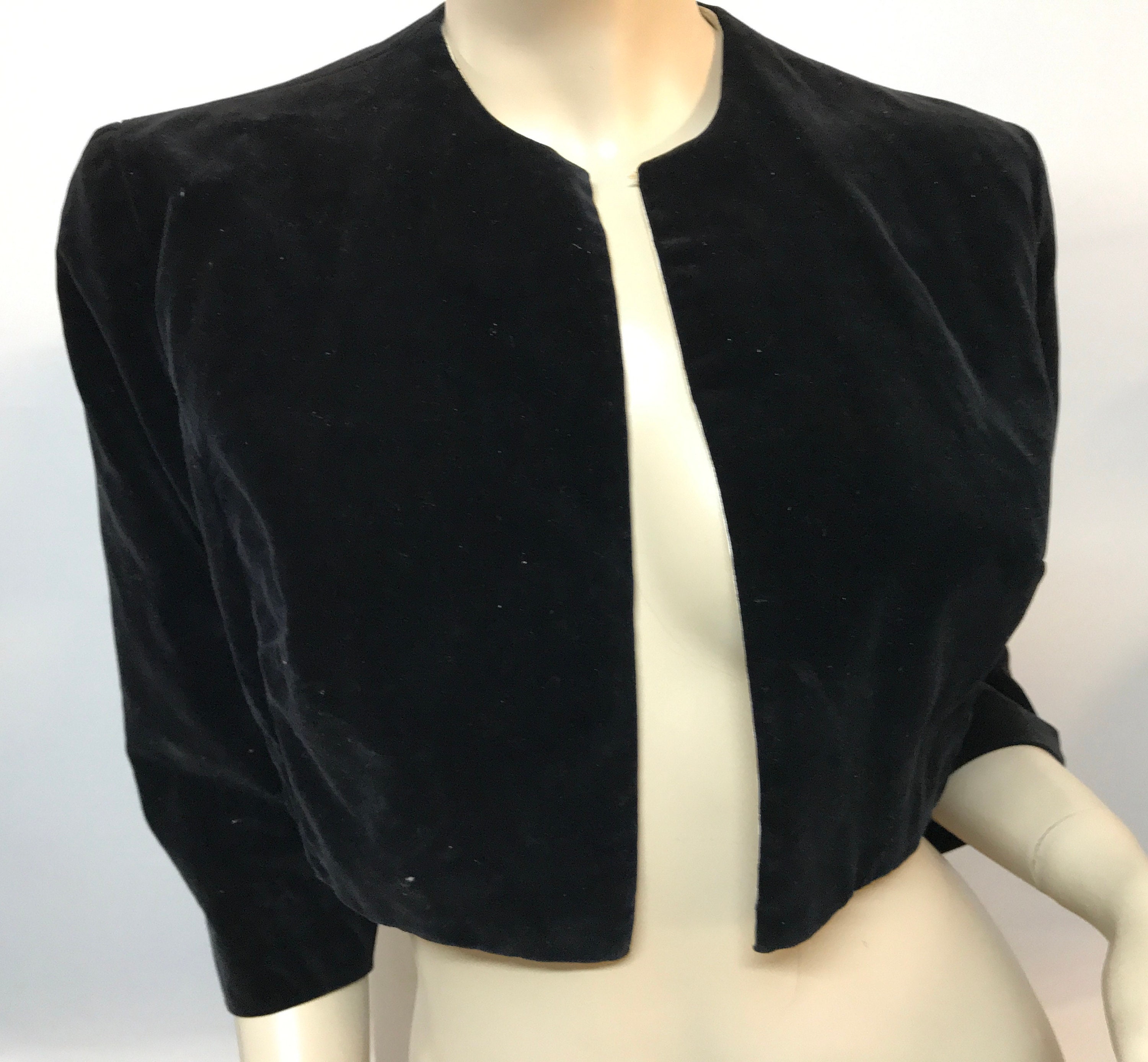 Vintage 1930s Silk Lined Velvet Bolero Jacket Shrug Bust 34-36 | Etsy