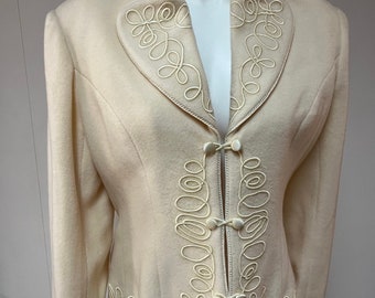 New Old Stock Smashing Vintage J Peterman Shall We Dance Tyrolean Scroll Embroidery Jacket Size 10 Bust 38-39