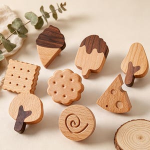 Dessert Fruit Drawer Pulls, Cute Cartoon Beech Wood Cabinet Knobs,  Kawaii Dresser Handles, Decor Hardware for Nursery & Kids Closet