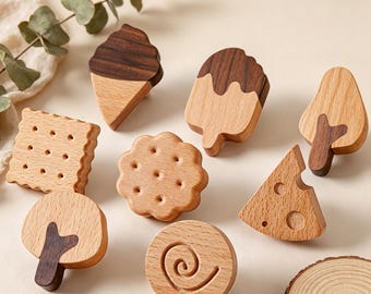 Dessert Fruit Drawer Pulls, Cute Cartoon Beech Wood Cabinet Knobs,  Kawaii Dresser Handles, Decor Hardware for Nursery & Kids Closet