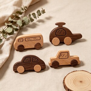 Minimalistische Schubladengriffe aus Holz in Cartoon-Auto-Optik | Schrankgriffe aus Buche und Walnuss, neutrale Schrankbeschläge für Kinderzimmer, Boho-Kinderzimmerdeko