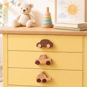 Tiradores de madera para cajones de coche, tiradores para armarios de guardería, herrajes de madera de haya y nogal para muebles infantiles, decoración neutra para habitaciones de bebé, tiradores para cómodas.