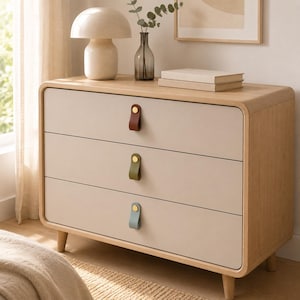 Poignées de tiroir en cuir pastel, poignées de meuble en cuir coloré, boutons de porte minimalistes, quincaillerie pour placards de cuisine, armoires et commodes