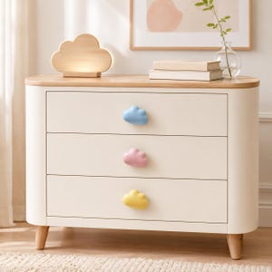 Ceramiczne gałki do szuflad w kształcie chmurek, matowe pastelowe uchwyty do szafek, urocze akcesoria do pokoju dziecięcego, uchwyty do szaf dla dzieci, wystrój pokoju dziewczęcego, gałka do komody