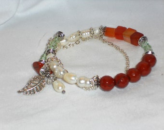 Kleine Erinnerung wickeln, Draht, Boho Zigeuner Armband, Glasperlen, Achat, Jaspis, Perlen, Silber-Ton-Perlen. #B00126