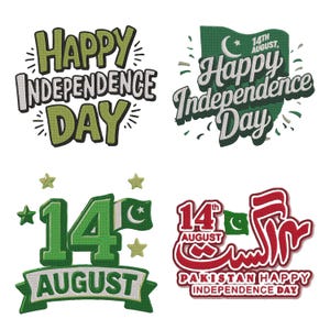 Stickset zum pakistanischen Unabhängigkeitstag | Stickmuster für den 14. August