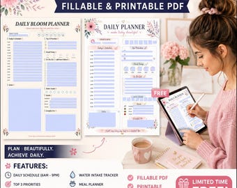 Buy 1 Get 1 Free | Daily Planner | Printable & Fillable PDF | Instant Download