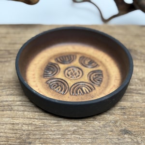 Vintage Danish Frank Keramik Bowl, 1960s–1970s | Brown Ceramic Bowl | Geometric Circle Pattern