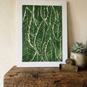 Textured Leaf Painting on Canvas Panel – Acrylic, Texture Paste Art
