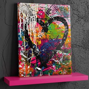 Abstract Heart Painting – Hand-Painted Acrylic Canvas Panel 12x16"