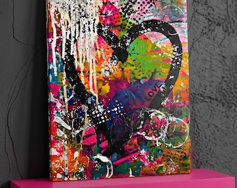 Abstract hartschilderij – Handgeschilderd acryl canvaspaneel 12x16"