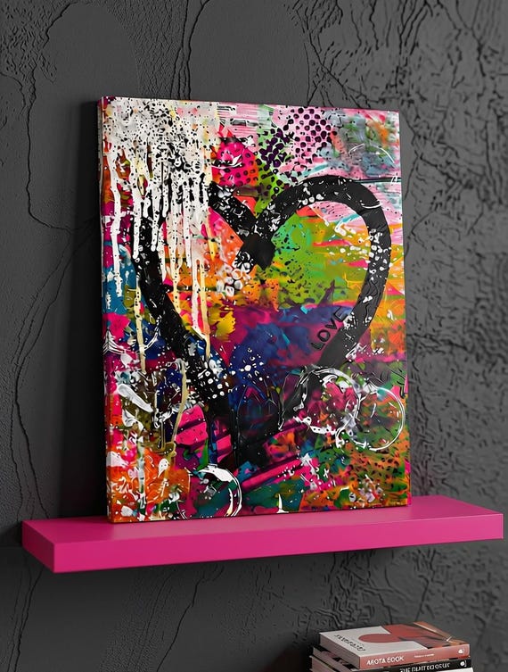 Abstract Heart Painting – Hand-Painted Acrylic Canvas Panel 12x16"