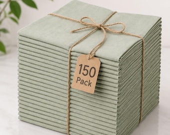 Sage Green Organic Cotton Cloth Napkins | Reusable Dinner Napkins (150 Pack)