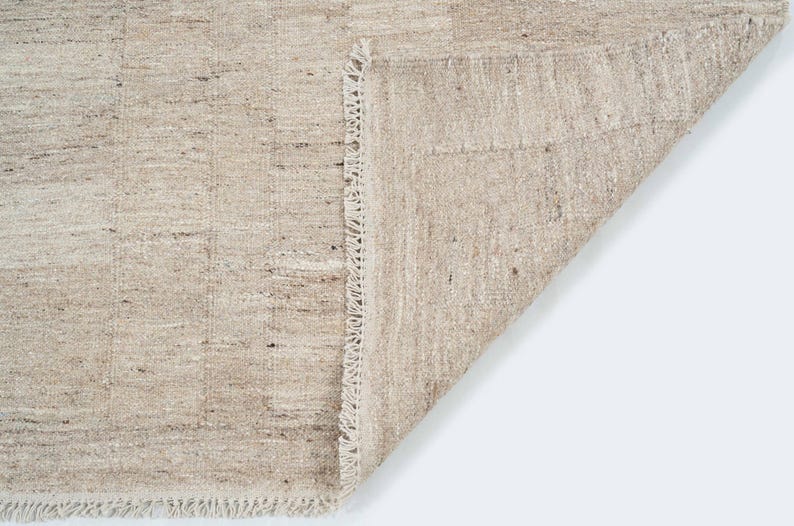 Soft Ground Divide Honey wollen vloerkleed, handgeweven laagpolig platweefsel, warm honingkleurig vloerkleed 8x10 afbeelding 3