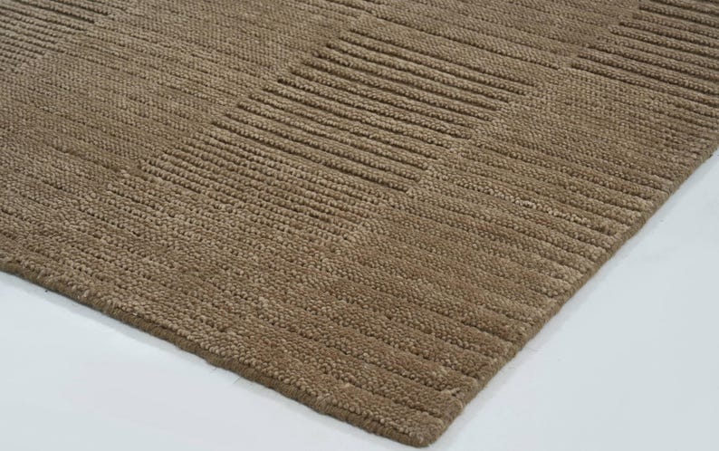 Deep Pile Cruise Sienna Wool Rug, Hand-Knotted Plush High-Low Pile, Burnt Sienna Area Rug 8x10 image 7