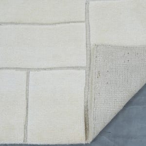 Quiet Weave Bramble Ivory Wool Rug, Hand-Knotted Tone-on-Tone Subtle Texture, Ivory Cream Area Rug 8x10 image 5
