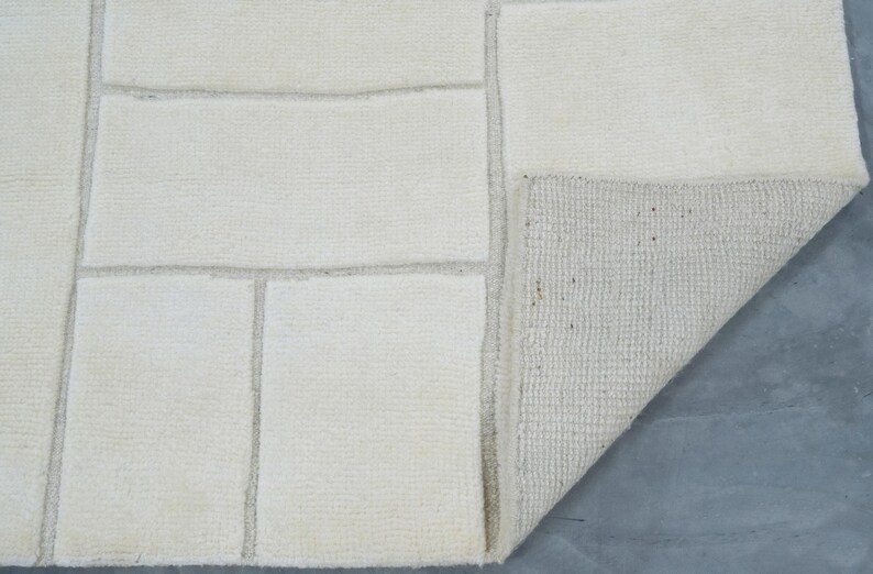 Quiet Weave Bramble Ivory Wool Rug, Hand-Knotted Tone-on-Tone Subtle Texture, Ivory Cream Area Rug 8x10 image 5