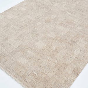 Soft Ground Divide Honey wollen vloerkleed, handgeweven laagpolig platweefsel, warm honingkleurig vloerkleed 8x10 afbeelding 4