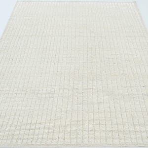 Hoogpolig wollen vloerkleed in de kleur Briar Ivory, handgeknoopt, pluche, hoog-laagpolig, ivoorkleurig crèmekleurig vloerkleed 8x10 afbeelding 3