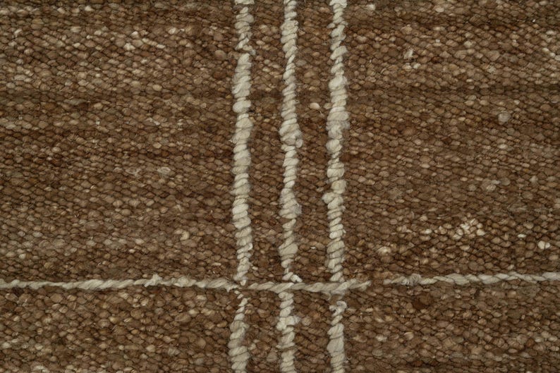 Woven Ridge Basalt Cream Wool Rug, Hand-Woven Ribbed Directional Weave, Cream Area Rug 8x10 image 3