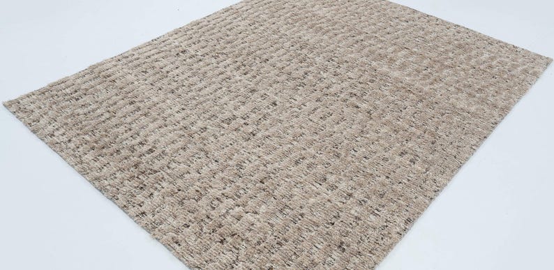 Still Water Burlap Camel Wool Rug, Hand-Knotted Tonal Washed Pattern, Warm Camel Area Rug 8x10 image 7