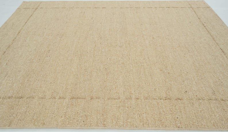 Woven Ridge Herbst-Kamelwollteppich, handgewebt, gerippt, mit Richtungsbindung, warmer Kamel-Teppich 8x10 Bild 6