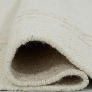 Woven Ridge Ash Ivory Wool Rug, Hand-Woven Ribbed Directional Weave, Ivory Cream Area Rug 8x10 image 2