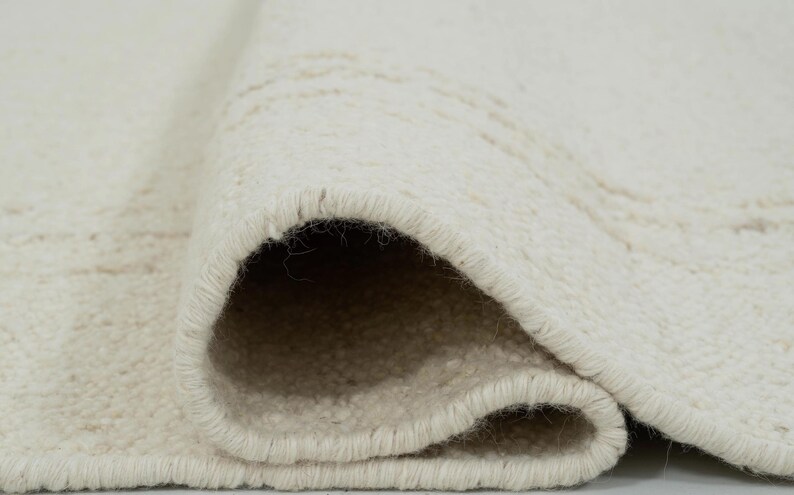 Woven Ridge Ash Ivory Wool Rug, Hand-Woven Ribbed Directional Weave, Ivory Cream Area Rug 8x10 image 2