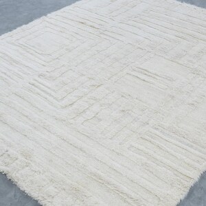 Alfombra de lana Warm Grain Chime color marfil, tejido tribal texturizado anudado a mano, alfombra de área color crema marfil de 8x10 imagen 6