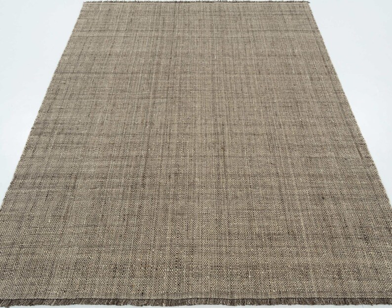 Tappeto Woven Ridge Current in lana color crema, tessuto a mano con trama a coste direzionali, tappeto color crema 8x10 immagine 3