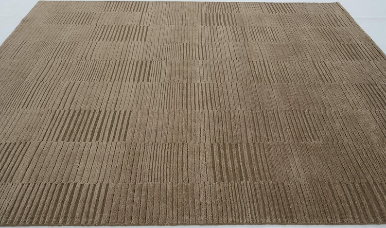 Deep Pile Cruise Sienna Wool Rug, Hand-Knotted Plush High-Low Pile, Burnt Sienna Area Rug 8x10 image 8