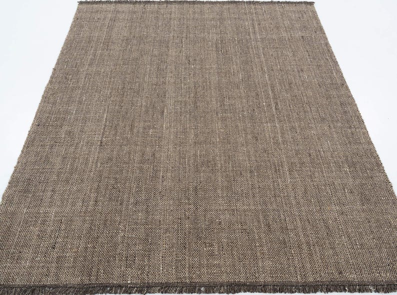 Woven Ridge Cupola Honey wollen vloerkleed, handgeweven ribbelweefsel met richtingspatroon, warm honingkleurig vloerkleed 8x10 afbeelding 2