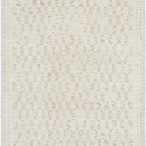 Warm Grain Billow Ivory Wool Rug, Hand-Knotted Textured Tribal Weave, Ivory Cream Area Rug 8x10 image 1