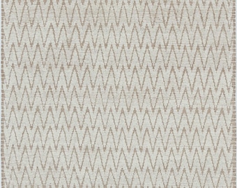 Warm Grain Breeze Elfenbeinfarbener Wollteppich, handgeknüpft, strukturiertes Tribal-Webmuster, elfenbeinfarbener Teppich 8x10