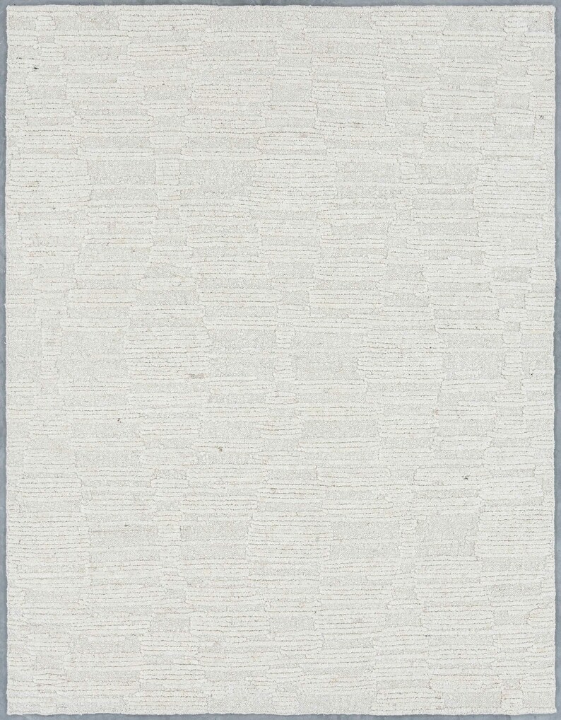 Alfombra Still Water Calcite Ivory de lana, anudada a mano con patrón lavado tonal, alfombra de área color crema marfil de 8x10 imagen 1