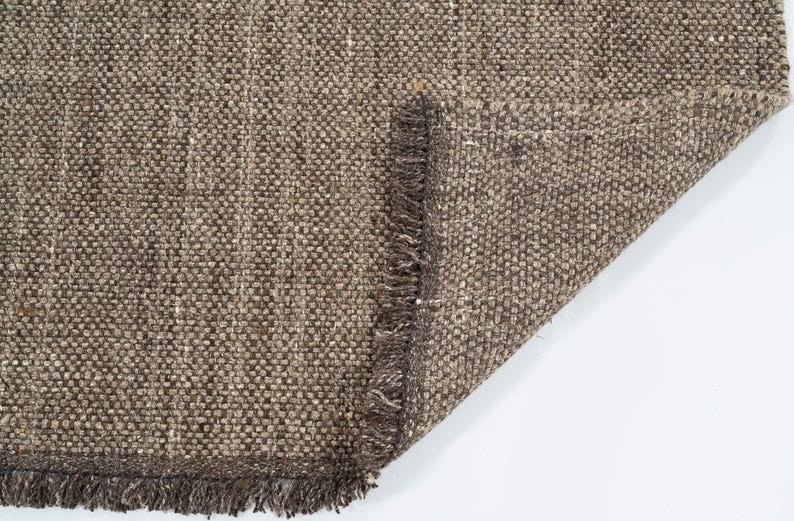 Woven Ridge Cupola Honey wollen vloerkleed, handgeweven ribbelweefsel met richtingspatroon, warm honingkleurig vloerkleed 8x10 afbeelding 5